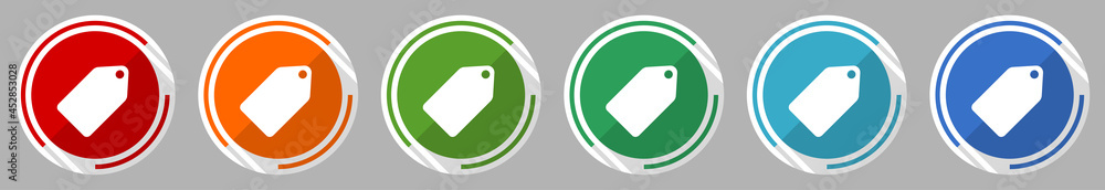 Fototapete label ticket icon set, vector illustration in 6 colors options for webdesign and mobile applications