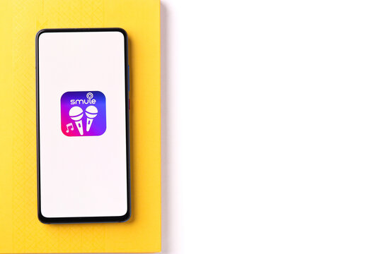 Assam, India - August 6, 2021 : Smule logo on phone screen stock image.