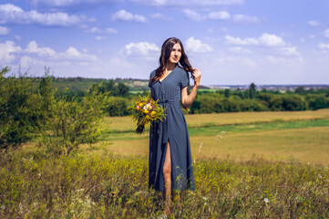 Girl in autumn field