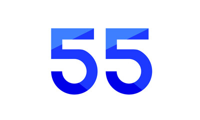 55 Number Modern Flat Blue Logo