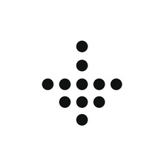 a collection of small dots forming an arrow facing down