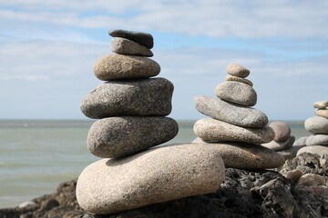 stack of stones on beach