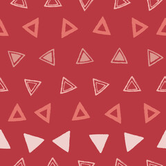 Vector Pastel White  Pink Red Triangles seamless pattern background perfect for fabric, scrapbooking, wallpaper, web and graphic projects. Christmas Vibes!