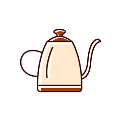 Obraz premium Coffee pot flat icon. Kitchen crockery. Barista dishes. Color filled symbol. Isolated vector illustration
