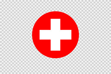 Switzerland flag in circle shape isolated  on png or transparent  background,Symbol of Switzerland , template for banner,card,advertising, magazine,vector,top gold medal winner sport country