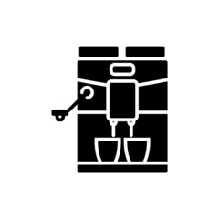 Espresso coffee machine glyph icon. Barista professional device. Black silhouette symbol. Isolated vector illustration