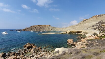 Fototapeta na wymiar Coast and Beach of Għajn Tuffieħa in Malta