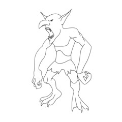 Goblin Fantasy Creature Line Art 