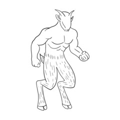 Faun Fantasy Creature Line Art 
