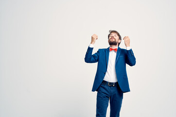 business man in a suit bow tie professional manager emotions