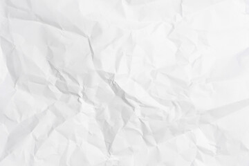 White crumpled paper texture background.