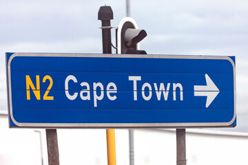 Road sign indicating the direction for cars to Cape Town.
