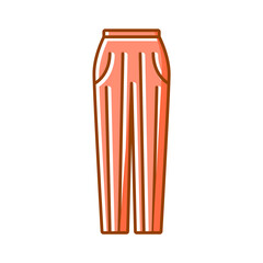 Red striped home trousers flat icon. Homewear and sleepwear. Color filled symbol. Isolated vector illustration