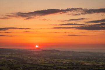 July sunset over the Shropshire Hills from the Lawley ridge, West Midlands