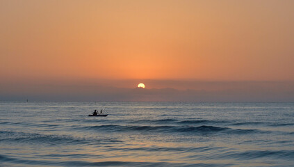 boat at sunset