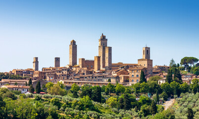 Fototapeta na wymiar A view of Medieval Town of San Gimignano, Tuscany, Italy. Unesco World Heritage Site.