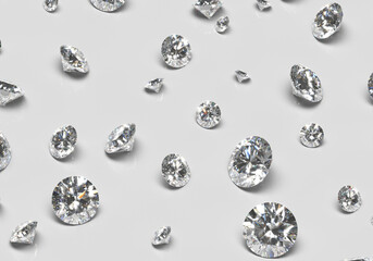 Beautiful Shiny Diamond in Brilliant Cut on White Background,- Crystal Background