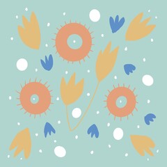 Background pattern with flowers autumn illustration 