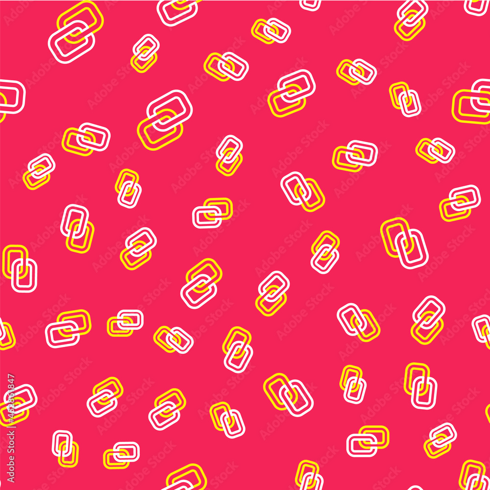 Poster line chain link icon isolated seamless pattern on red background. link single. hyperlink chain symbo