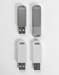 Portable USB flash drive isolated on white background. Mockup. . High quality photo