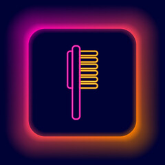 Glowing neon line Pets vial medical icon isolated on black background. Prescription medicine for animal. Colorful outline concept. Vector