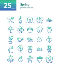 Spring gradient icon set. Vector and Illustration.