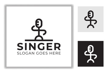 abstract people singer, podcast, public speak line art style logo template