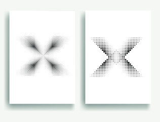 Modern minimal posters .Linear halftone dots Design .X logo elements for your design. vector illustration