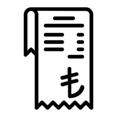Turkish Lira Shopping Receipt Icon