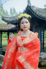woman wearing chinese new year costume