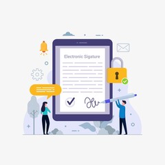 Electronic signature design concept. Digital signature vector illustration