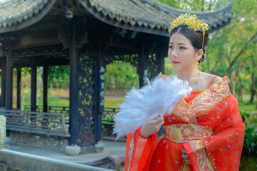 woman wearing chinese new year costume
