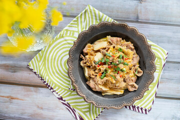 Fried pork with kimchi cheese