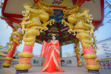 woman wearing chinese new year costume