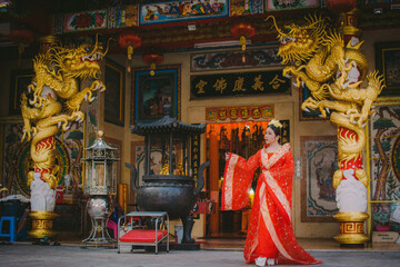 woman wearing chinese new year costume