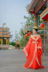 woman wearing chinese new year costume