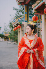 woman wearing chinese new year costume