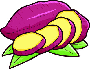 Yummy sweet potato in simple cartoon style