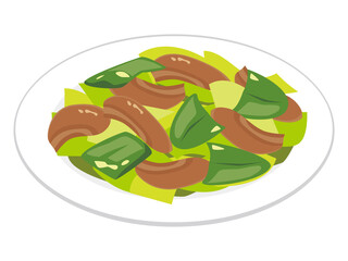 中華料理　回鍋肉　Twice-cooked meat vector illustration