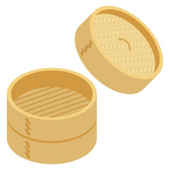 せいろ　中華料理に使う蒸し器　Bamboo steamer vector illustration