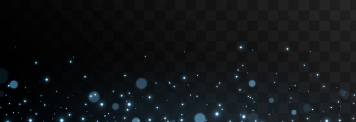 Vector blue light particles. Magic dust, glare, png magic glow, blue light. Stars, space, sky.