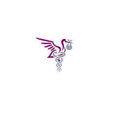 Stork with snake logo Pharmacy Symbol Medical Prescription