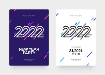 Layout template for Happy New Year 2022 and Merry Christmas Party. Vector illustration for flyer, banner or invitation card.
