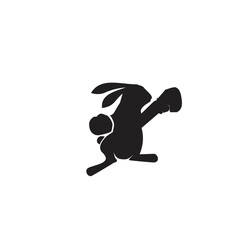 Boxing rabbit silhouette vector
