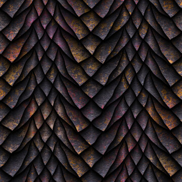 Seamless texture of dragon scales, reptile skin, oxide metallic background,  3d illustration Stock Illustration | Adobe Stock