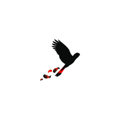 Flying black parrot logo template vector