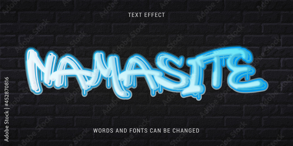 Wall mural graffiti text effect 100% editable vector image