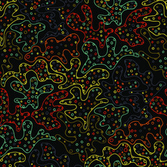 Seamless vector pattern with abstract modern doodles. Bright summer print. Trendy colorful background. Vintage geometric doodles.	