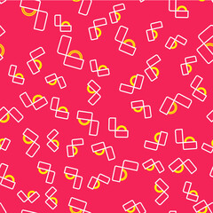 Line Diamond engagement ring icon isolated seamless pattern on red background. Vector