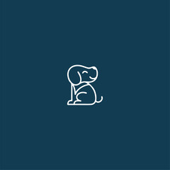 Dog monoline logo vector